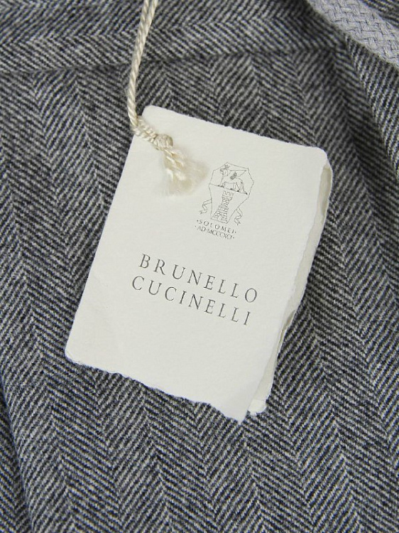 Мужские брюки Brunello Cucinelli серые Leisure Fit, шерсть Brunello Cucinelli фото 7