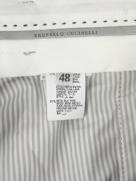 Мужские брюки Brunello Cucinelli серые Relaxed, шерсть/шелк Brunello Cucinelli фото 6