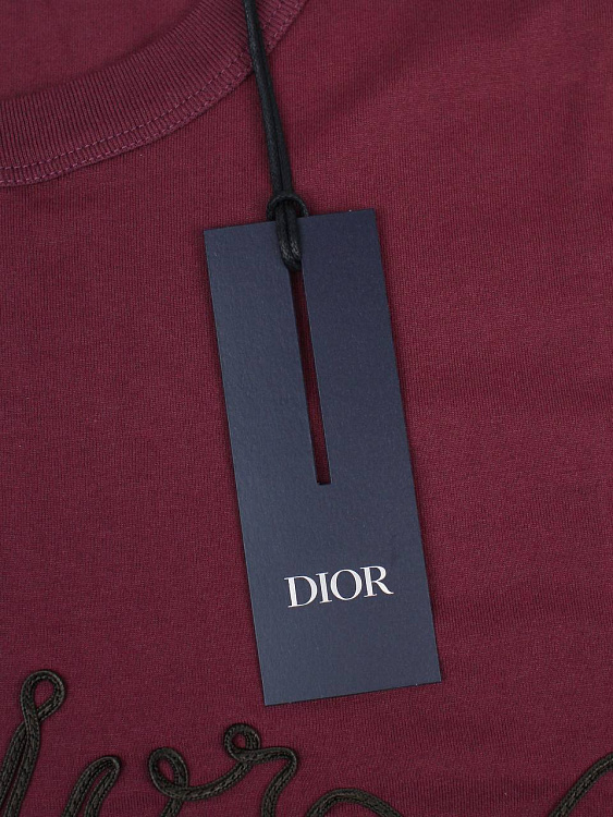 Мужская футболка Dior бордовая из хлопка Dior фото 8