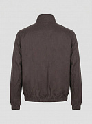 Мужская ветровка Loro Piana Bomber Solaire коричневая, темно-синяя лен — вид сзади