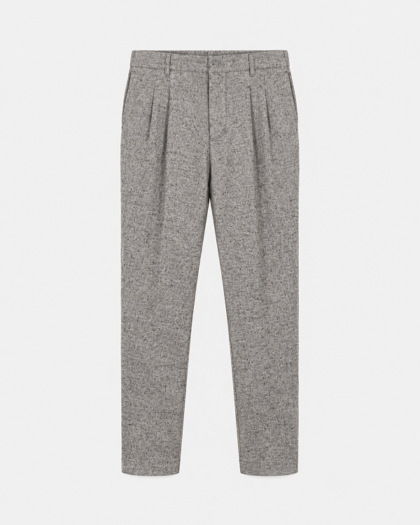 Мужские брюки Brunello Cucinelli серые Relaxed, шерсть/шелк Brunello Cucinelli