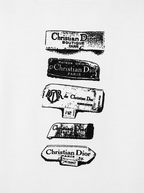 Мужская футболка Dior Archives Labels белая из хлопка Dior фото 4