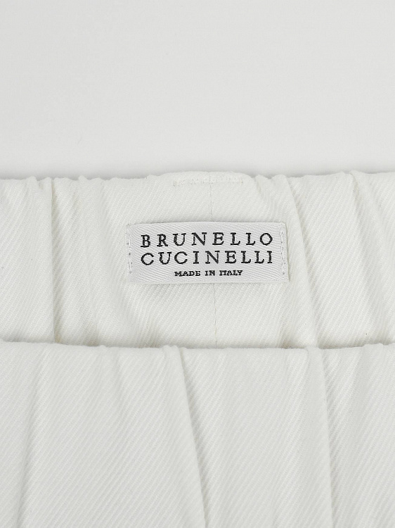 Брюки женские Brunello Cucinelli молочные из эластичного хлопка прямого кроя Brunello Cucinelli фото 5
