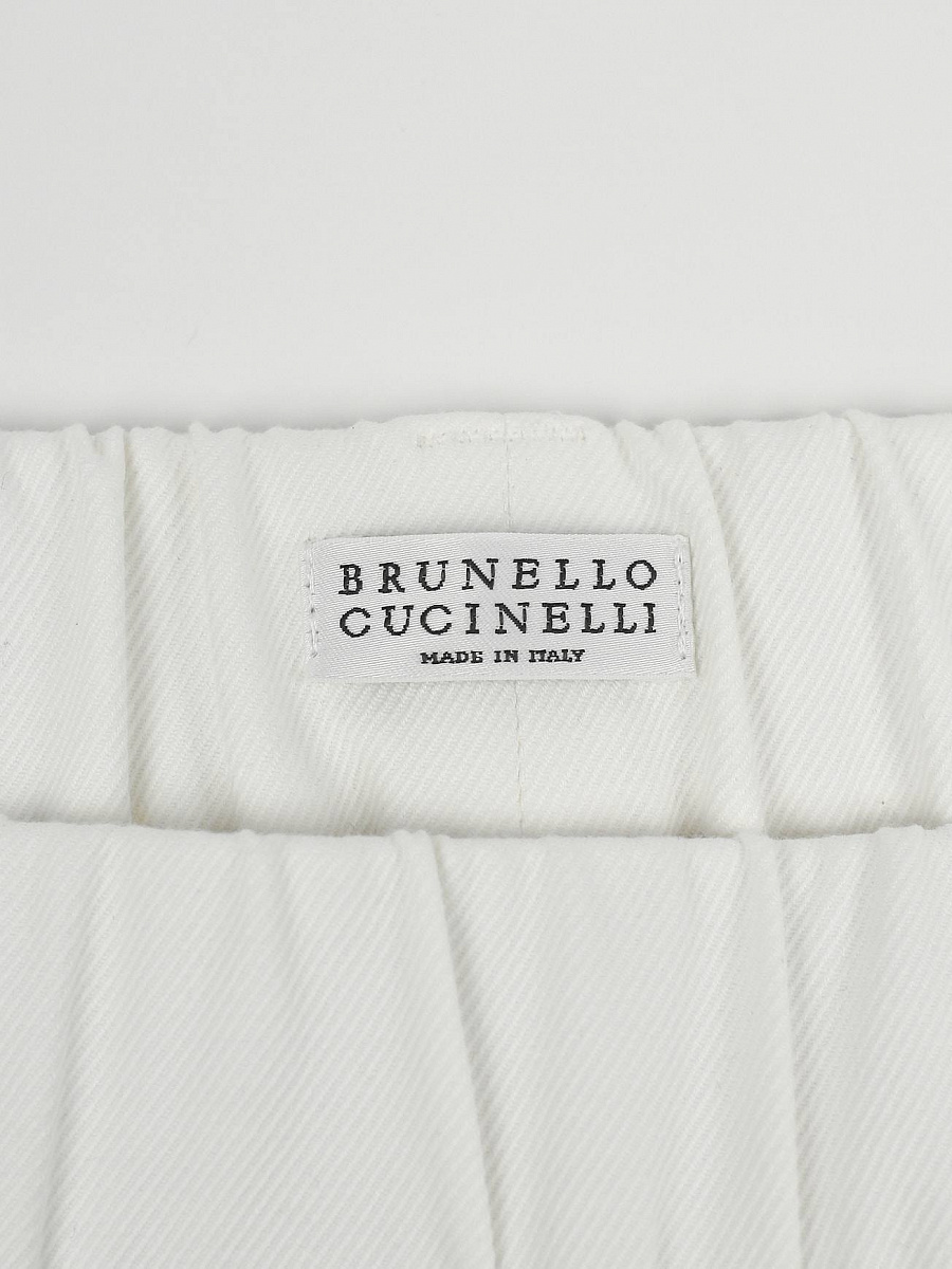 Брюки женские Brunello Cucinelli молочные из эластичного хлопка прямого кроя Brunello Cucinelli фото 5