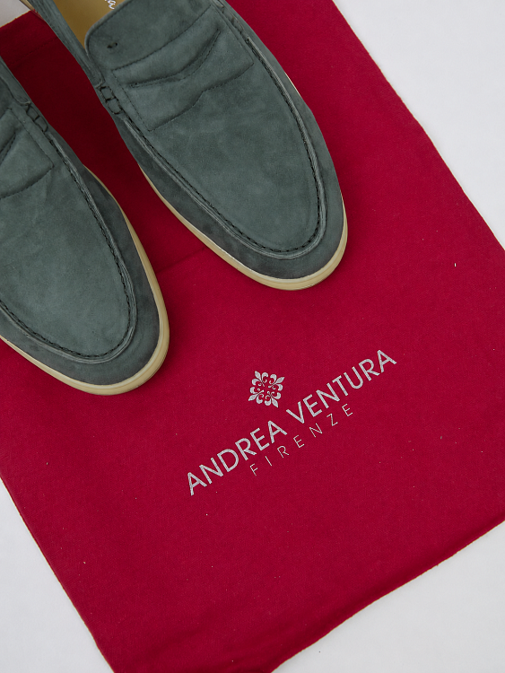 Мужские лоферы Andrea Ventura серо-зеленые, замша Andrea Ventura фото 9