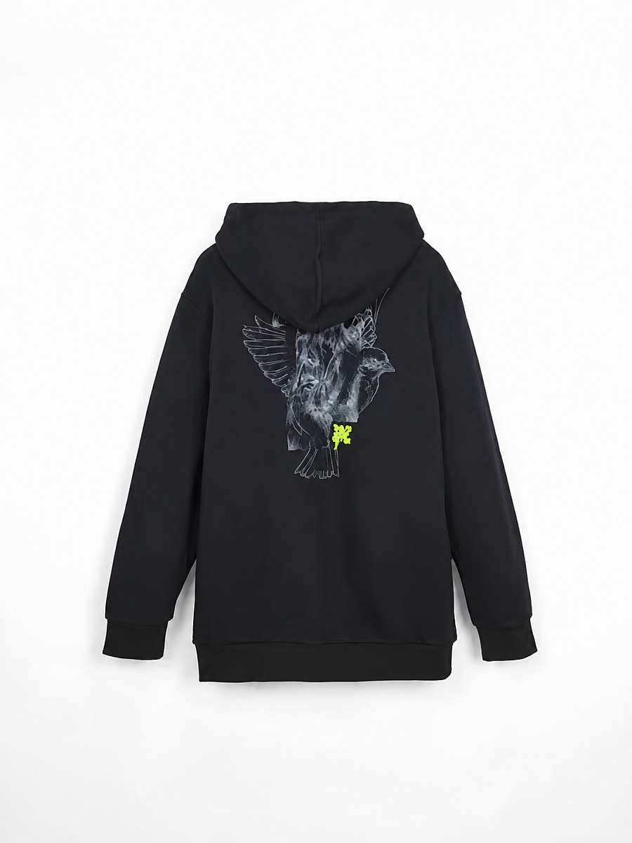 Мужское худи Palm Angels черное, хлопок — вид сзади