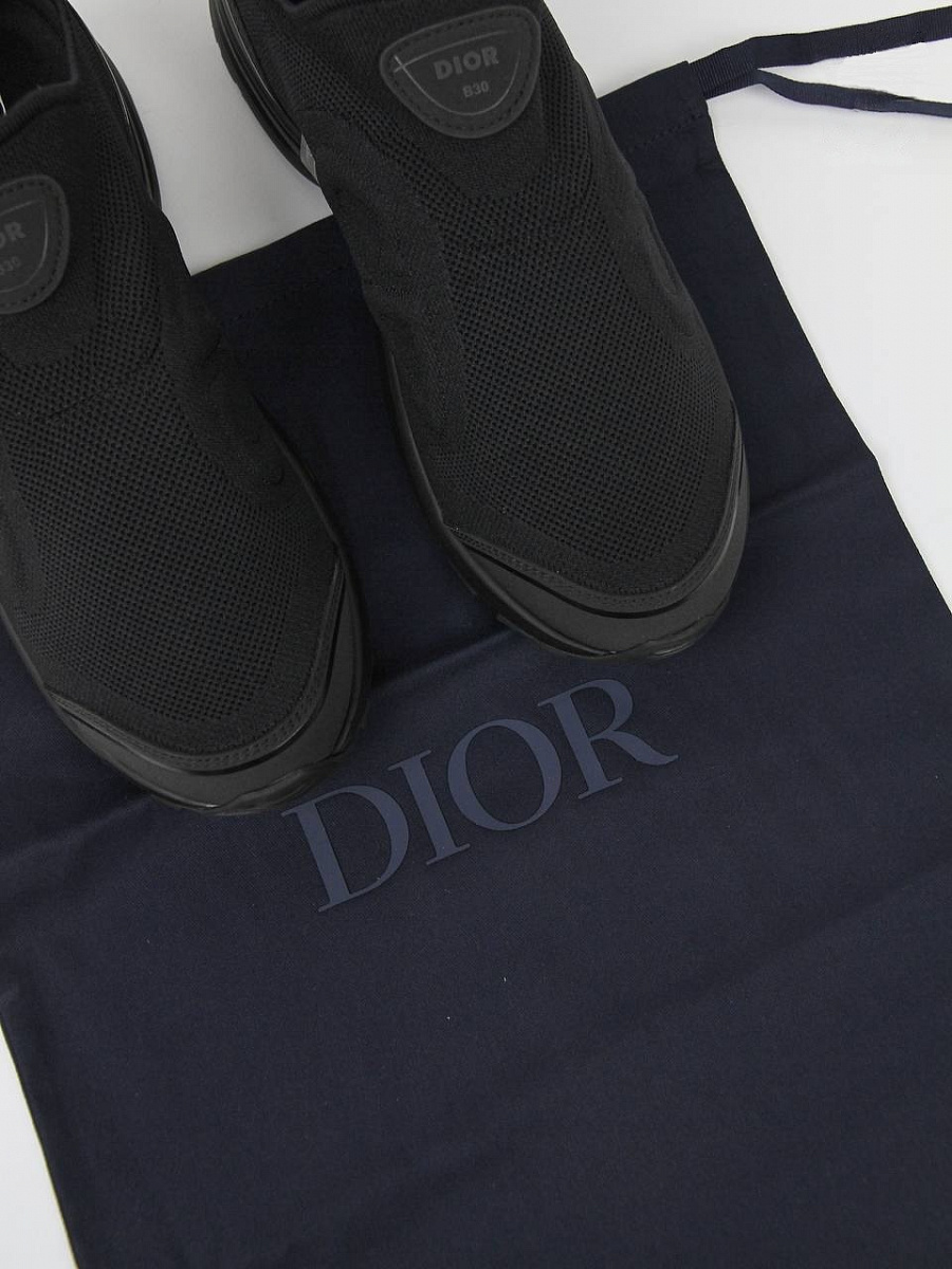 Мужские кроссовки Dior B30 Countdown черные текстильные — фирменный пыльник Dior