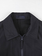 Мужская ветровка Stone Island темно-синяя, хлопок — воротник и верхняя часть куртки
