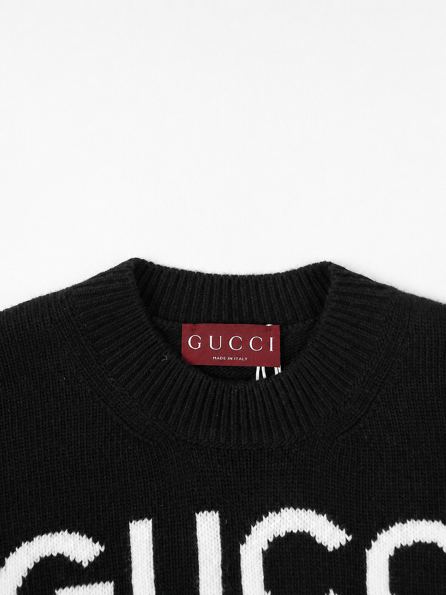 Женский джемпер Gucci черный, шерсть — круглый вырез