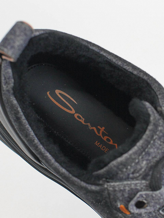 Мужские утепленные кроссовки Santoni EASYBC серый меланж, кожа/шерсть Santoni фото 6