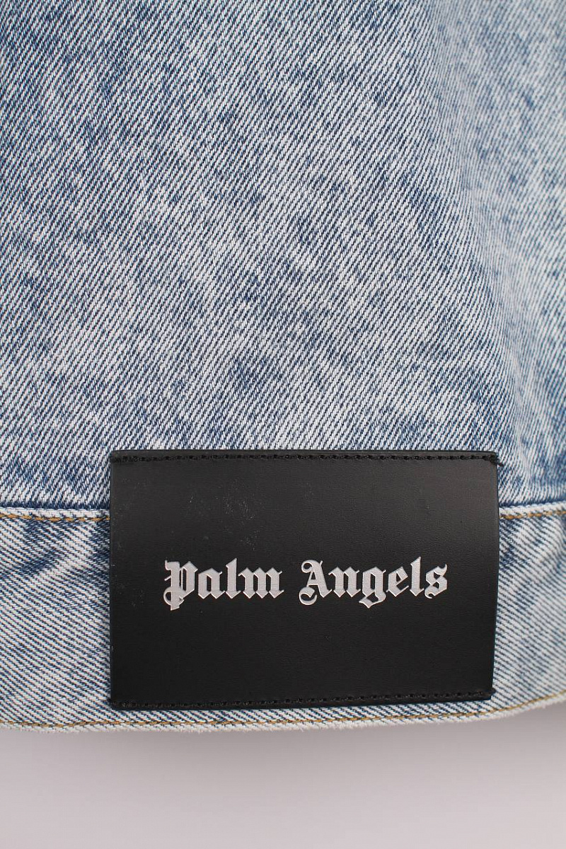 Мужская джинсовая куртка Palm Angels вареная голубая, хлопок — нашивка Palm Angels
