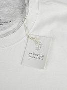 Мужская футболка Brunello Cucinelli белая с эффектом многослойности, хлопок Brunello Cucinelli фото 4