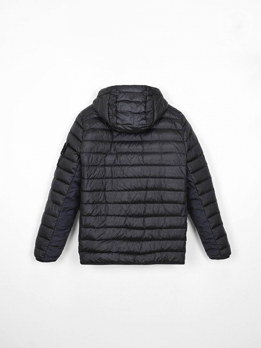 Мужской пуховик Stone Island темно-синий, полиамид/пух — вид сзади