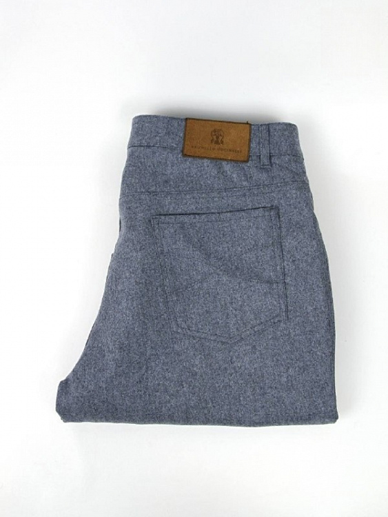 Мужские шерстяные брюки Brunello Cucinelli серо‑синие Brunello Cucinelli фото 3