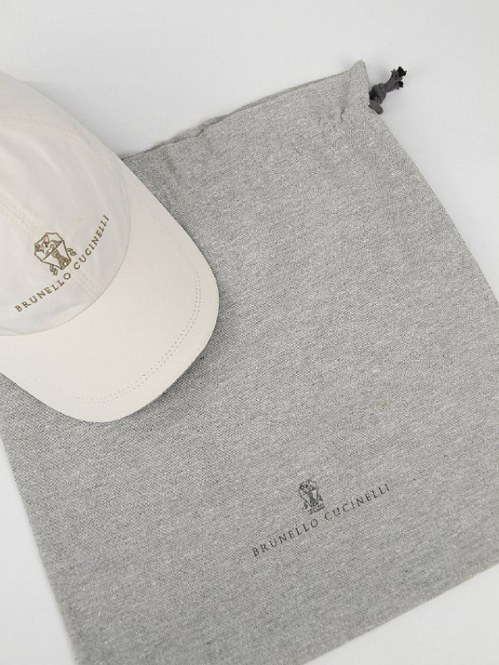 Мужская бейсболка Brunello Cucinelli молочная микрофибра водоотталкивающая Brunello Cucinelli фото 7