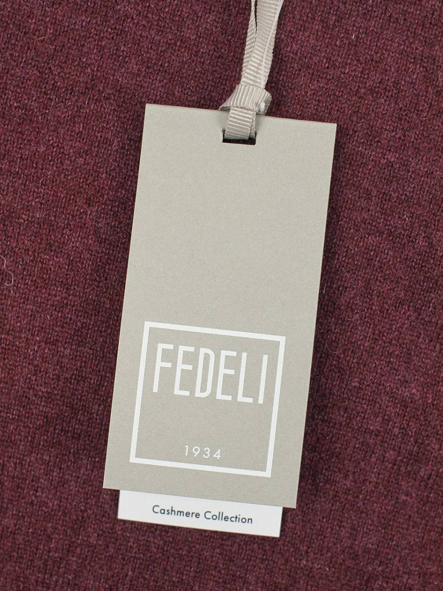 Мужской джемпер Fedeli бордовый, шерсть/кашемир — фирменная бирка Fedeli