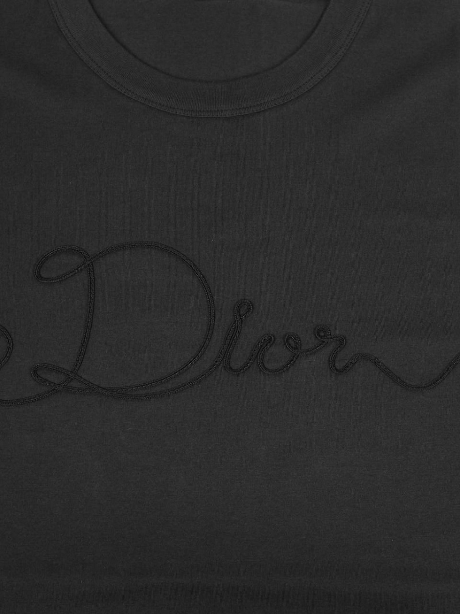 Мужская футболка Dior графит из хлопка — принт вышивка dior