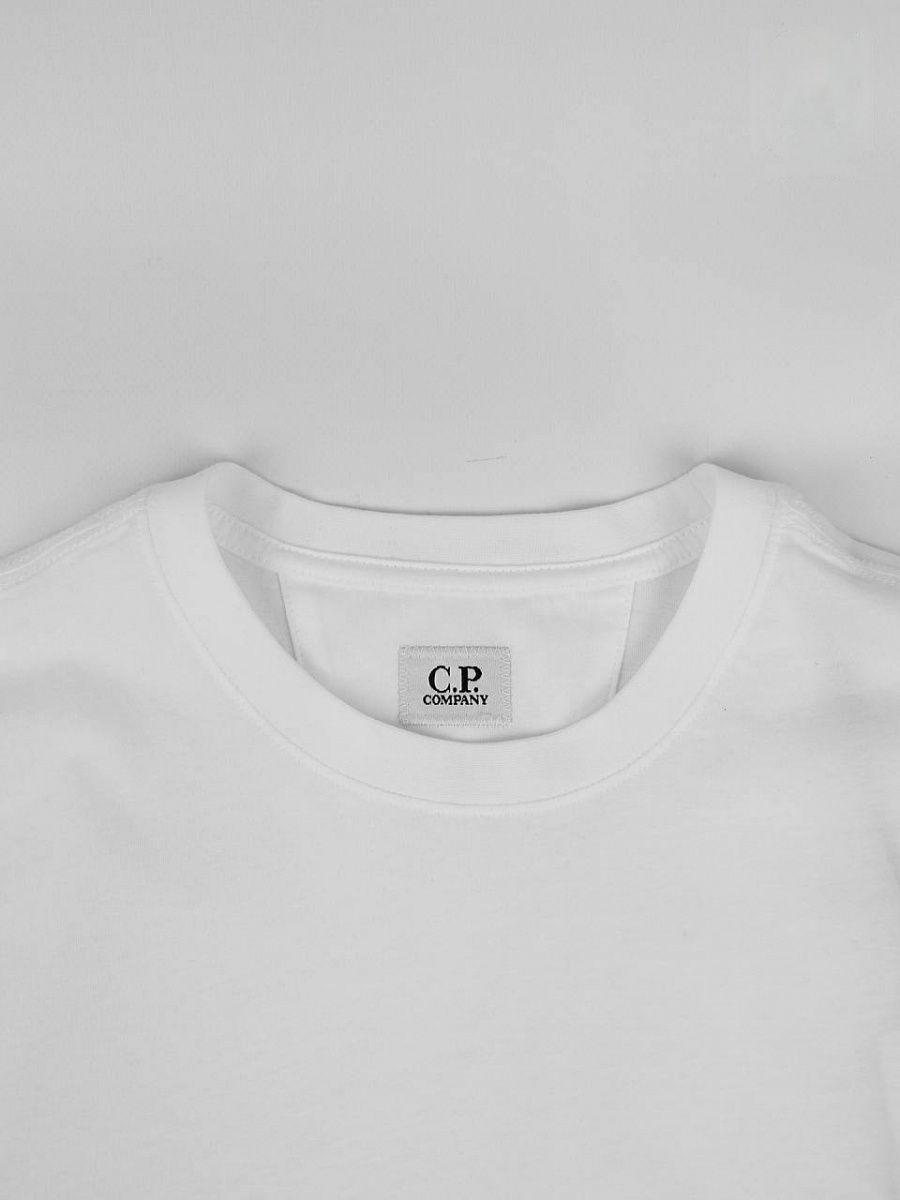 Мужская футболка C.P. Company белая, хлопок — горловина